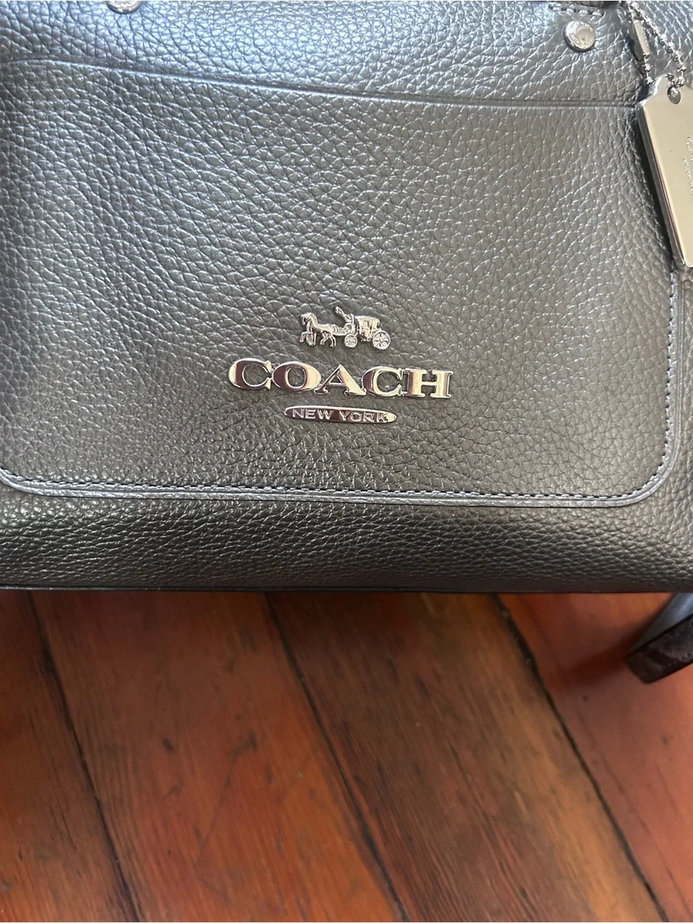 Coach Mini Emma Metallic Pebbled Leather Satchel